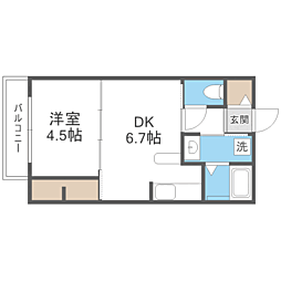 ウィステリア桜坂ヒルズ 1DKの間取図画像