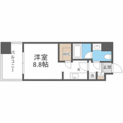 パークアクシス福岡県庁前 ワンルームの間取図画像