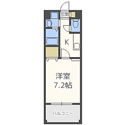 レジディア博多2 1Kの間取図画像