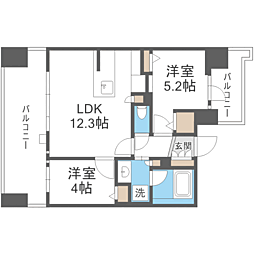 グランフォーレ千早マークスクエアイーストウイング 2LDKの間取図画像