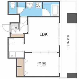 KDXレジデンス大濠ハーバービュータワー 1LDKの間取図画像