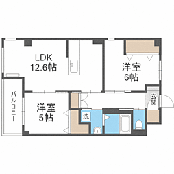 サンライズ小田部 2LDKの間取図画像