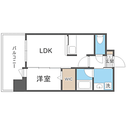 エンクレストベイ天神東2 1LDKの間取図画像
