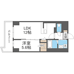 ル・シエール清水 1LDKの間取図画像