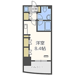 パークアクシス博多 ワンルームの間取図画像