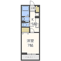 ブライト・パークサイド3 1Kの間取図画像