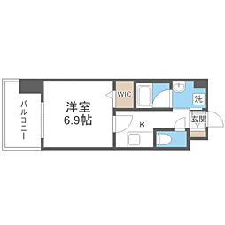 エンクレスト天神TERRACE 1Kの間取図画像