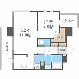 エンクレスト天神LINK 1LDKの間取図画像