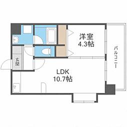 コンダクト福岡東 1LDKの間取図画像