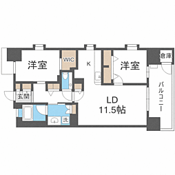 サンメゾン大濠公園北 2LDKの間取図画像