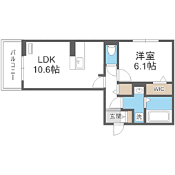 ディールーム石丸 1LDKの間取図画像