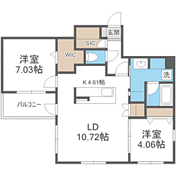 quador Contigo 高宮 2LDKの間取図画像