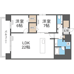 ウィスタリアレジデンス博多 2LDKの間取図画像