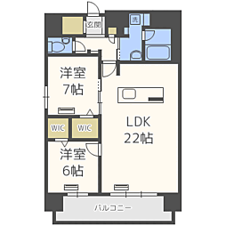 ウィスタリアレジデンス博多 2LDKの間取図画像