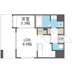 アルティザ博多南リバーフロント 1LDKの間取図画像