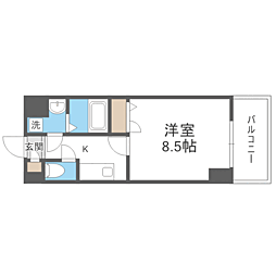 エンクレスト祇園 1Kの間取図画像