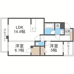 弥生なつめビル 2LDKの間取図画像