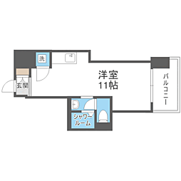 レジディア西新 ワンルームの間取図画像