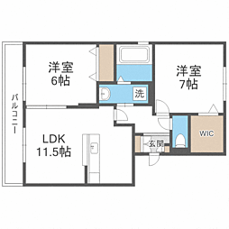 セジュール賀茂 2LDKの間取図画像