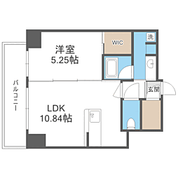 CREST西新 1LDKの間取図画像