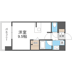 エンクレスト博多PARKSIDE ワンルームの間取図画像