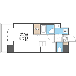 エンクレスト博多PARKSIDE ワンルームの間取図画像