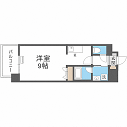 グランデール博多 1Kの間取図画像