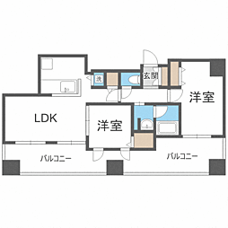 KDXレジデンス大濠ハーバービュータワー 2LDKの間取図画像
