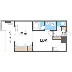 レジディア博多2 1DKの間取図画像
