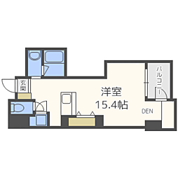 レジディア西新 ワンルームの間取図画像
