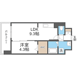 モダンパラッツオ博多リバー2 1LDKの間取図画像