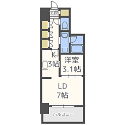 RJRプレシア博多楽水園 1LDKの間取図画像