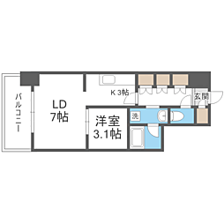 RJRプレシア博多楽水園 1LDKの間取図画像