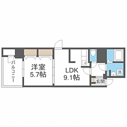 ポルトデュボヌール 1LDKの間取図画像