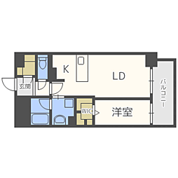 ウェルブライト博多ステーション 1LDKの間取図画像