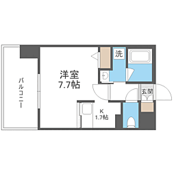 エンクレスト薬院大通 1Kの間取図画像