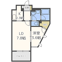 ビエネスタ千代県庁口 1LDKの間取図画像