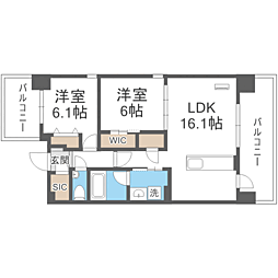福岡市中央区今泉2丁目マンション 2LDKの間取図画像
