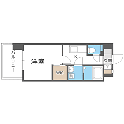 エンクレスト天神FOCUS 1Kの間取図画像