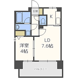 リアンシエルブルー東公園 2Kの間取図画像