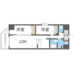 リファレンスリバービュー室見 2LDKの間取図画像
