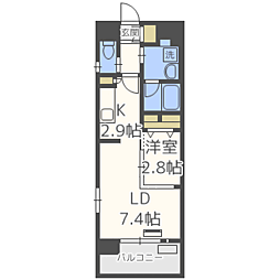 グランフォーレラグゼ箱崎 1LDKの間取図画像