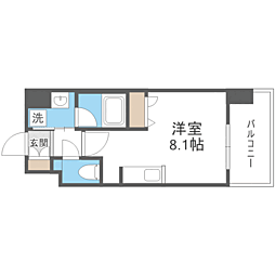 エンクレスト博多PARKSIDE ワンルームの間取図画像