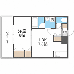 レジディア博多2 1DKの間取図画像