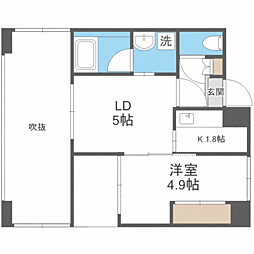 リアンシエルブルー香椎宮前 2Kの間取図画像