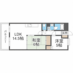 リファレンス箱崎 2LDKの間取図画像