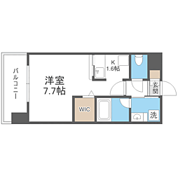 エンクレストベイ天神東2 1Kの間取図画像