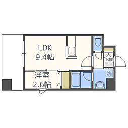 ラクラス博多 1LDKの間取図画像
