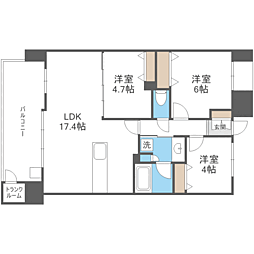 S-RESIDENCE愛宕SOUTH 3LDKの間取図画像