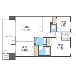 S-RESIDENCE愛宕SOUTH 3LDKの間取図画像